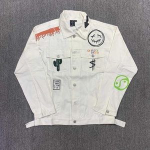 Men's Jackets 21SS Smiling catcus denim jacket oversized long sleeve Cactus Jack coat demon slayer goth jacket T230621