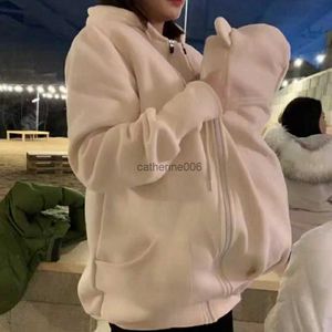 Winter Pregnancy Clothes Maternity Jackets Kangaroo Coat Baby Carrier Clothing Casual Hooded Mommy Outerwear Maternity Wear L230625