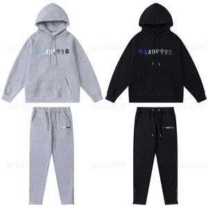 Mens Tracksuit Designer Tvådelat Setgradient Letters Handduk Broderi Huven Padded Sweatshirt Tracksuits Passar män Designerkläder