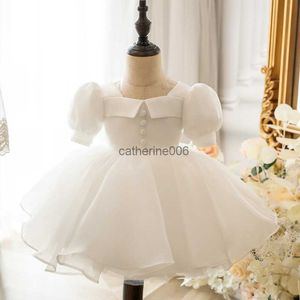 Baby Mädchen Taufkleid Prinzessin Weiß 1. Geburtstag Party Tragen Kleinkind Mädchen Spitze Taufkleid Säugling Tutu Taufkleidung L230625