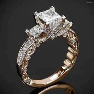 Обручальные кольца модный роскошный сияющий квадратный циркон для женщин золото/розовое золото/серебряный цвет женские ювелирные украшения подарки подарки