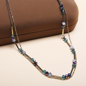 european and american style glass beads double layered handmade fashion womens long necklaces accessories sweater chains