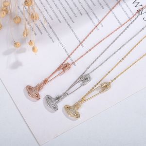 Sterling Silver Pin Saturn Pendant Necklaces Female Snake Bone Chain Cross Chain Pendant