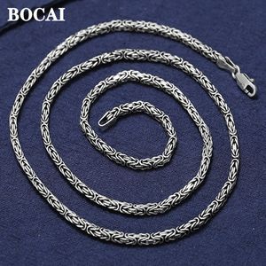 Strands Strings BOCAI Real S925 Pure Silver Jewelry Accessorie 2.5mm Domineering Personality Men and Woman Necklace Couples' Handmade 230625