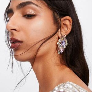 Leading Lady Fancy 2023 You are the Trend Dangle Drop Earrings Old Fashion Big Diamonds Plating Cold Wind Shining Colorful white gem rhinestone Stone Ladies