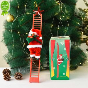 Nuovi ornamenti natalizi regalo elettrico Babbo Natale scala rampicante bambola giocattoli con musica Buon albero di Natale appeso Decor