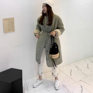 Women's Down Women's 2023 Autumn Winter Cotton Padded Jacket Korean Fashion Womens Solid Color Lamb Wool Two-Sided Thicken Warm Long