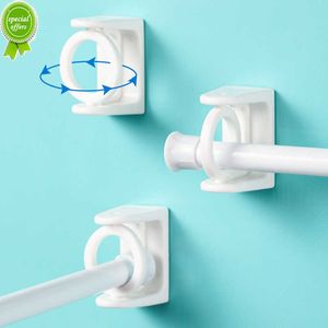 NYA 2st Portable Punch-Free Justerable Curtain Rod Holder Clamp Hooks Självhäftande klädfäste 360 ​​Rotation Triangel Ring Hook