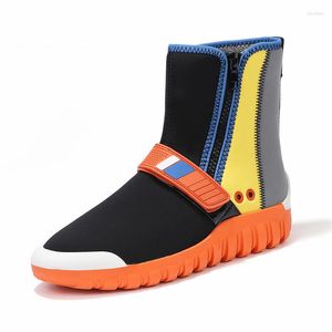 Stövlar kvinnor socket stretch tyg platt casual skor modeplattform ankel blandad färg espadrilles fritid creepers