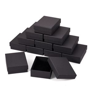 Present Wrap Black Cardboard smycken Set Square Boxes för ringhalsbandslådor och förpackningsfödelsedagspresentlåda 12pcs18pcs24pcs 230625