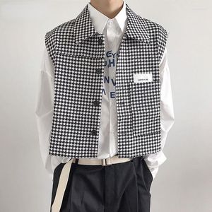 Män västar män män höst ankomst retro fickor beskuren stilig design ärmlös outwear bf all-match studenter kläder minimalistiska
