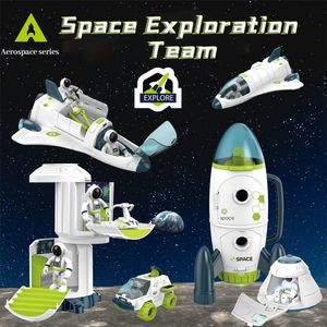 Diecast Model Car Acousto Optic Space Rocket Toy Astronauta Spaceship Toys Model Shuttle Space Station Rocket Aviation Series Toys Child Gift 230621