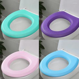 Capas de assento de vaso sanitário EVA à prova d'água acolchoado removível lavável banheiro capa de tapete tampa adesiva almofada de pano adesivo