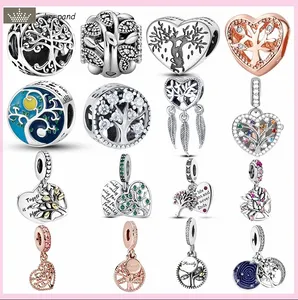 Für Pandora Charms Schmuck 925 Charm Perlen Zubehör Baum des Lebens Lucky Dream Catcher Charm Set Anhänger DIY Fein