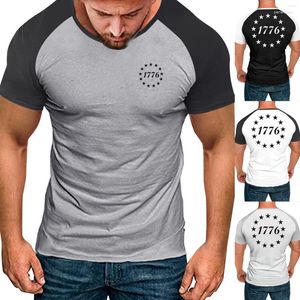 Men's T Shirts Men's Summer 1776 Fashion O-Neck Men'S Oversized T-Shirt Short Sleeve 4th Of July Print Sports Fitness Loose And