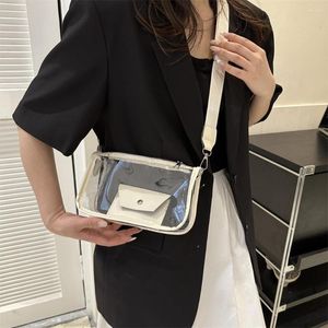 Umhängetaschen Transparente Frauen Umhängetasche PU-Leder Spleißen mit kleinem quadratischem PVC Clear Messenger Stadium Approved