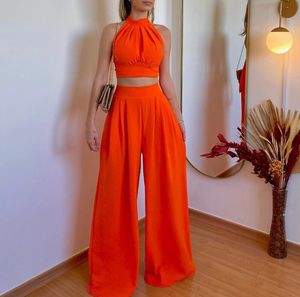 Women's Set 2023 Spring/Summer Fashion Casual Set Slim Fit Sexy Women's Set High Waist Pants Women's Two Piece Set