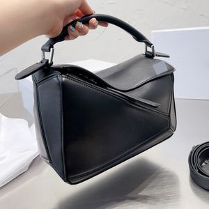 Designer Bag Shoulder Cross Body Bag Women Genuine Leather Luxury Handbags Geometry Square Contrast Color Patchwork Handbag Purse 24 cm