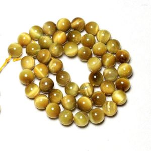 Perlen Gelbes Tigerauge Halbedelstein Naturstein rund für Schmuckherstellung 6/8/10/12 mm DIY Armband Halskette Strang 15''