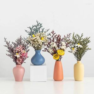 Decorative Flowers Ins Nordic Dried Flower Ceramic Vase Arrangement Living Room Wine Cabinet TV Dining Table Home Decorations