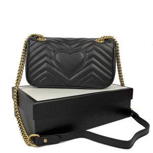 Moda bolsa Marmont Love heart Wave Pattern Satchel Shoulder Bag Chain Handbags Crossbody Purse Lady Leather Classic Style European and American fashion