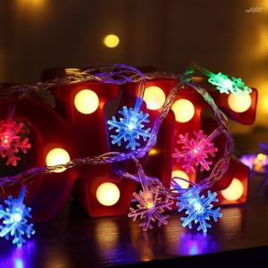 Strängar 1,5 m 3 m snöflinga LED-stränglampor Fairy Light Battery-opered Garland år juldekorationer Noel Navidad