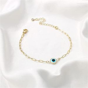 Braccialetti con ciondoli Bracciale con perline occhi azzurri male turchi per donna Design in acciaio inossidabile Catena regolabile con graffetta Regalo di gioielli