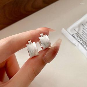 Stud Earrings VOQ Silver Color Curved Brushed Ear Buckle For Women Fashion Jewelry Party Girl Year Gift Korean