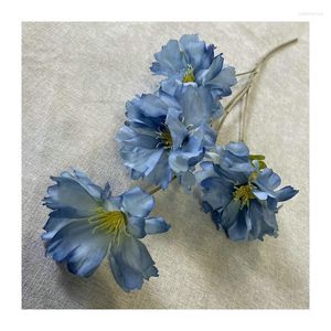 Flores Decorativas Artificiais Azul Xi Flor Verde Acessórios para Plantas Casamento Pografia Adereços de Seda Casa Sala de Estar El Plantas Decoração