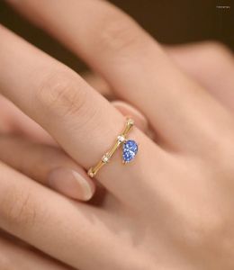 Cluster Rings Natural Tanzanite Ring 925 Silver Certified 4x6mm Gem Beautiful Girl Gift