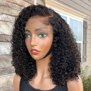Transparent Deep Wave Short Bob 13x4 Lace Front Human Hair Wig Brazilian Remy 180 Density Water Curly Lace Frontal Wig For Women