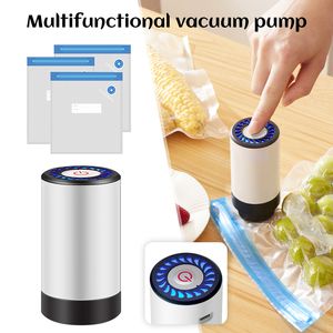 Andra hushållsorganisationer Portable Food Vacuum Sealer Storage Bag Set Handheld Elektrisk luftpump Förpackningsmaskin Återanvändbara Fresh Keeping Påsar 230625