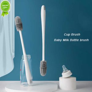 Silicone Cup Brush Scrubber Glass Cleaner Kitchen Cleaning Tool Long Handle Drink Wineglass Baby Milk Bottle Cup Cleaning Brush