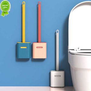 Nuovo spazzola per toilette in silicone TPR con supporto piatto a parete flessibile Porta spazzola per lavatrice per toilette a parete flessibile per il bagno WC