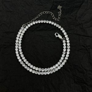 Halsband Shipei 925 Sterling Silver 24 MM White Sapphire Gemstone Hip Hop Rock Tennis Chain Halsband för kvinnor Fina smycken Partihandel