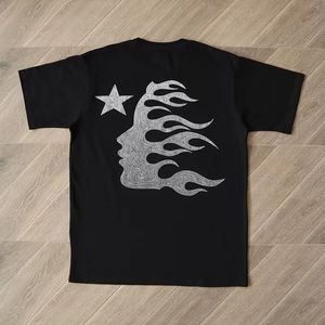 T-shirt da uomo Ricamo Bead Flame Face Hellstar T-shirt Uomo Donna Alta qualità Gradualmente Vague Human Shadow Manica corta Oversize 230621