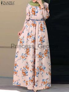 Sukienki swobodne Zanzea Bohemian Dubai Turkish Muzułmańska sukienka Autumn Long Rleeve Holiday Sundress Fashion Women Floral Printed Abaya Islam Ubranie x0625