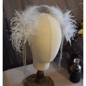 Hair Clips Bride Headwear Tassel Feather Virgin Crown Rhinestone Band Super Immortal And Beautiful Wedding Accessories