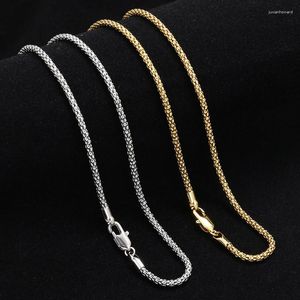 Kedjor qmhje 2,4 mm kedja halsband kvinnor män choker koppar geometrisk länk grundläggande diy guld silver färg majs deseringslängd 48 cm