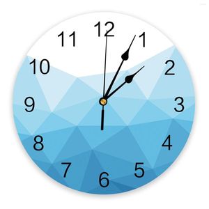 Orologi da parete Mosaico geometrico Triangolo Gradiente blu Decorazioni per la casa Cucina moderna Camera da letto Orologio vivente