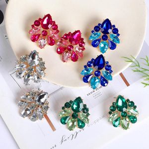 Studörhängen boho etnisk lyxig blank kristall strass droppe dingle kvinnor multicolor geometric uttalande örhänge femme smycken