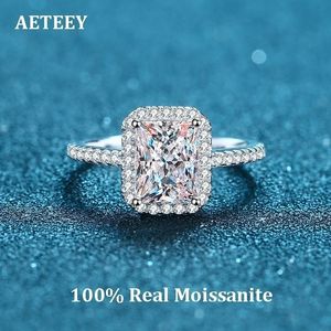 Anel Solitário AETEEY Diamante Cor 1CT 2CT Real 925 Prata Esterlina Para Casamento Feminino Jóias Finas VVS Clarity RI019 230625