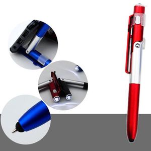 Multifunktionell Toy Ballpoint Pen Four-in-One Folding Light Mobile Telefonhållare LED CAPACITOR BALL BARD