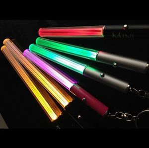 Party Supplies LED Flashlight Stick Keychain Mini Torch Aluminum Keychains Key Ring Durable Glow Pen Magic Wand Stick Lightsaber dh97