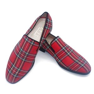 Yeni Moda İskoç Kumaş Ekose Loafers Erkek Ayakkabılar Yüksek Kaliteli Yaz Ayakkabıları Erkek Daireler Parti ve Ziyafet Ayakkabıları