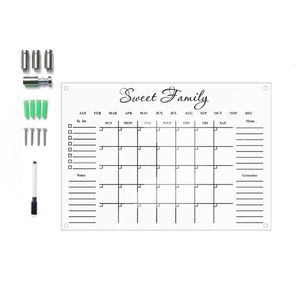 Whiteboards Acrylic Whiteboard Calendar Monthly Weekly Planner Clear Board for Wall Home Office Reusable Wall Calendar 230621