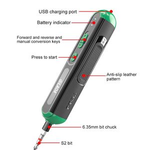 Conjunto de chave de fenda elétrica Schroevendraaiers LAOA 4V Bateria de íon de lítio multifuncional USB recarregável furadeira sem fio com kit de bits