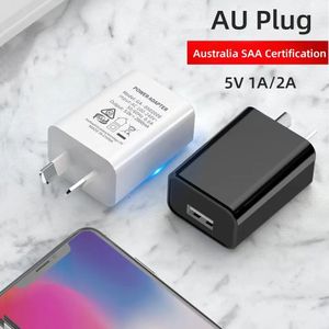 SAA -certifiering AU Plug -adapter USB Telefonladdare 5V 2A 1A Fast Wall Charger Power Adapter för Samsung iPhone Xiaomi LG Android Australia Plug