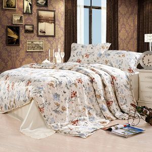 Conjuntos de cama 100% seda amoreira Conjunto de cama 4 pçs com costura capa de edredom lençol plano fronha Oxford estampada cores sólidas 230625