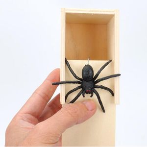 Funny Play Toys Wooden Prank Trick Practical Joke Home Office Scare Gag Spider Kid Parents Friend Gift Surprising Box